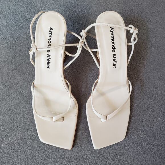 A'mmonde Atelier Anastassia 100 Ankle Tie in Ivory Size 8.5 AMMR-WZ9 Revolve - Picture 13 of 14